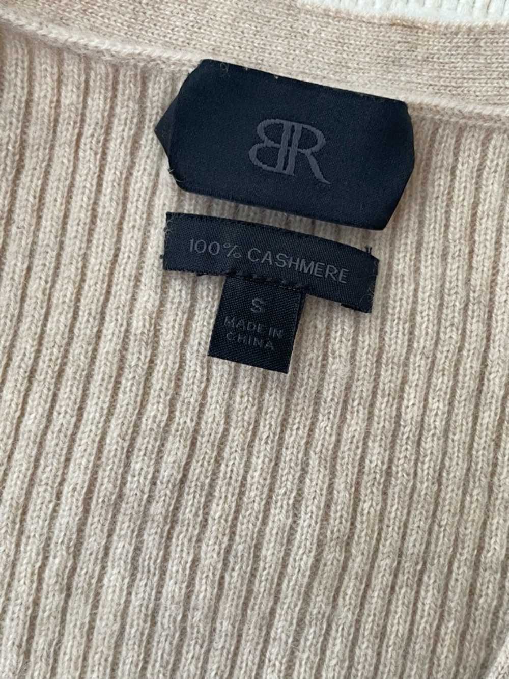 Banana Republic 100% Cashmere Ribbed Cardigan Sweater Beige Button Front Small - Picture 5 of 7